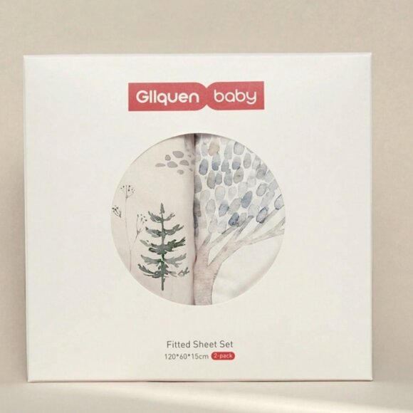 GLLQUEN BABY Crib & Toddler Mattress Fitted Sheet Set 2-Pack Boys Girls 47x24x6' - Picture 3 of 9